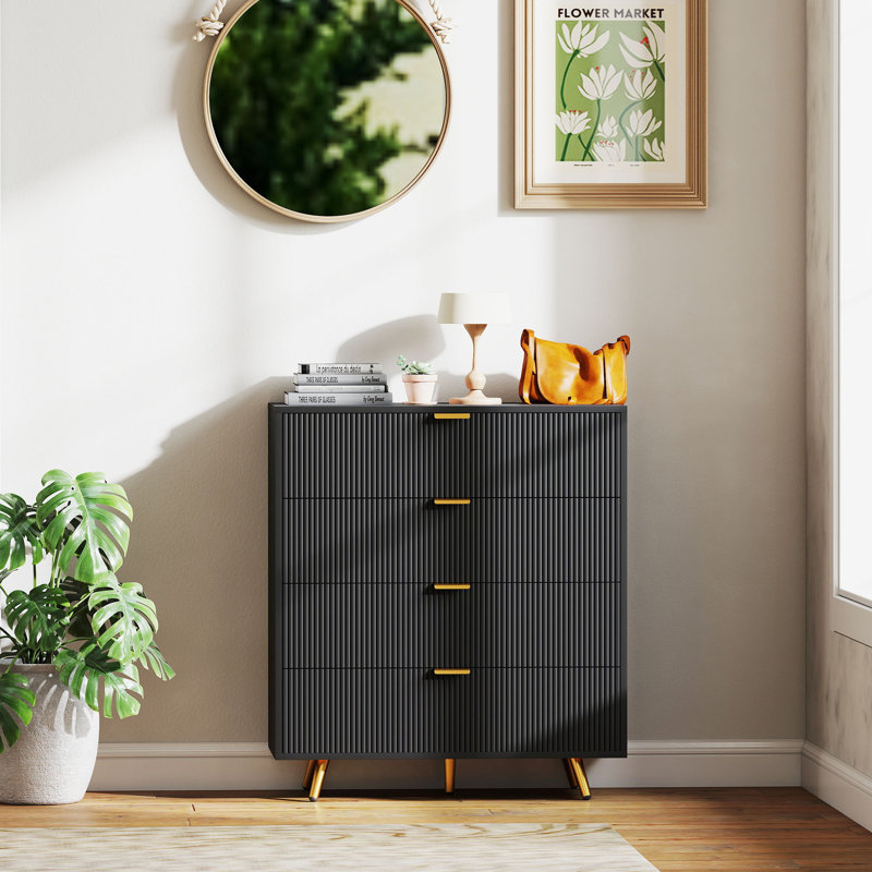 80cm W 4 - Drawer Chest of Drawers, Black