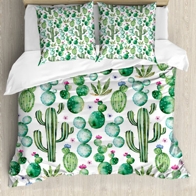 Mya Green/White 100% Brushed Microfibre Duvet Cover Set