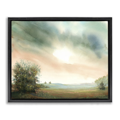 Lever de soleil sur un cadre flottant champ pastoral, design par Ashley Davis