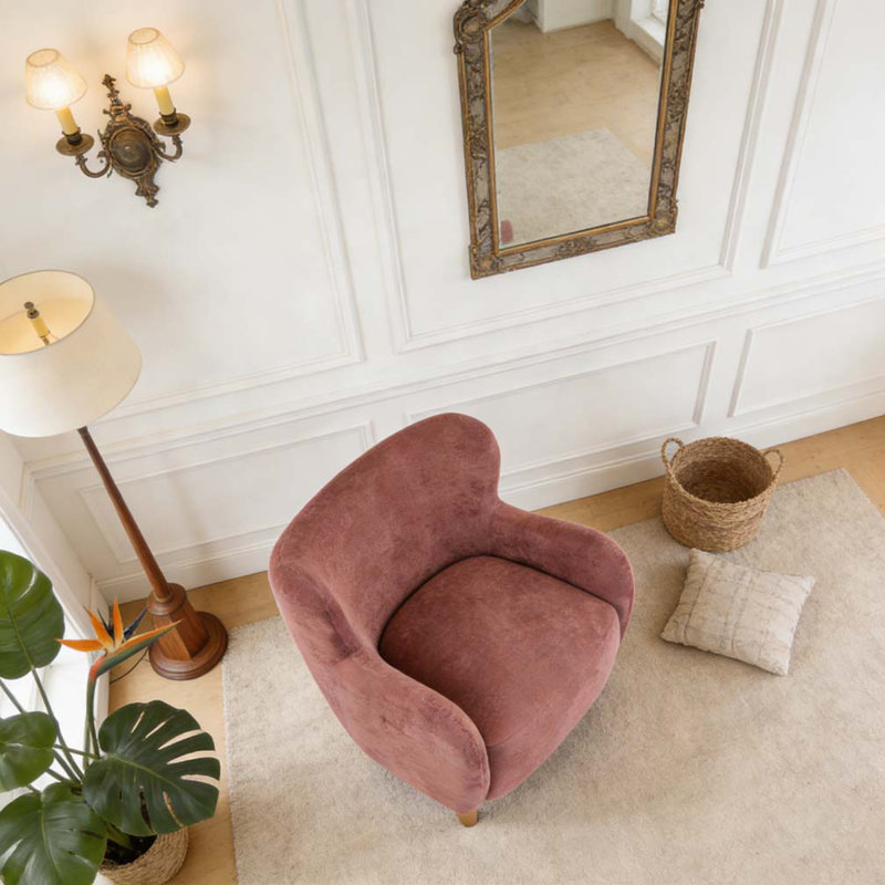 Fauteuil, Rouge, teck