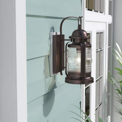 Tisdall Weathered Bronze 1 - Bulb 12.75"" H Outdoor Wall Lantern -  Breakwater Bay, 60748B79B8984C24A7E0928A3A8354BC