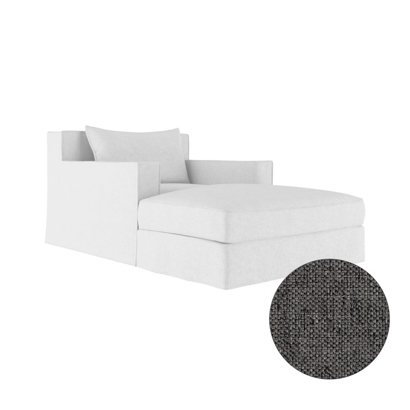 Mulberry Chaise Lounge, Plush Velvet Silver Streak, Weathered