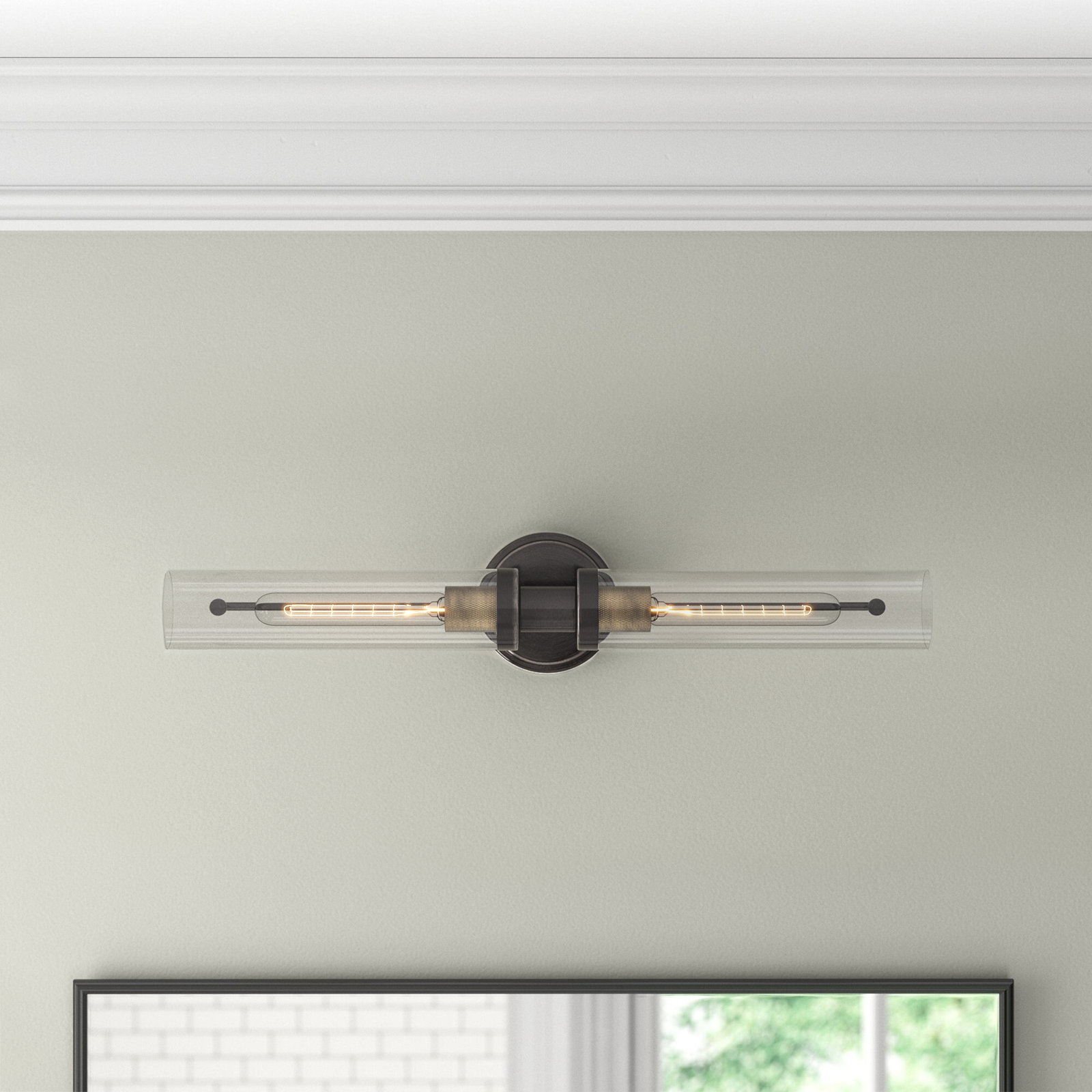 Katya 2 Light Transparent Dimmable Bath Bar, Black Oxide