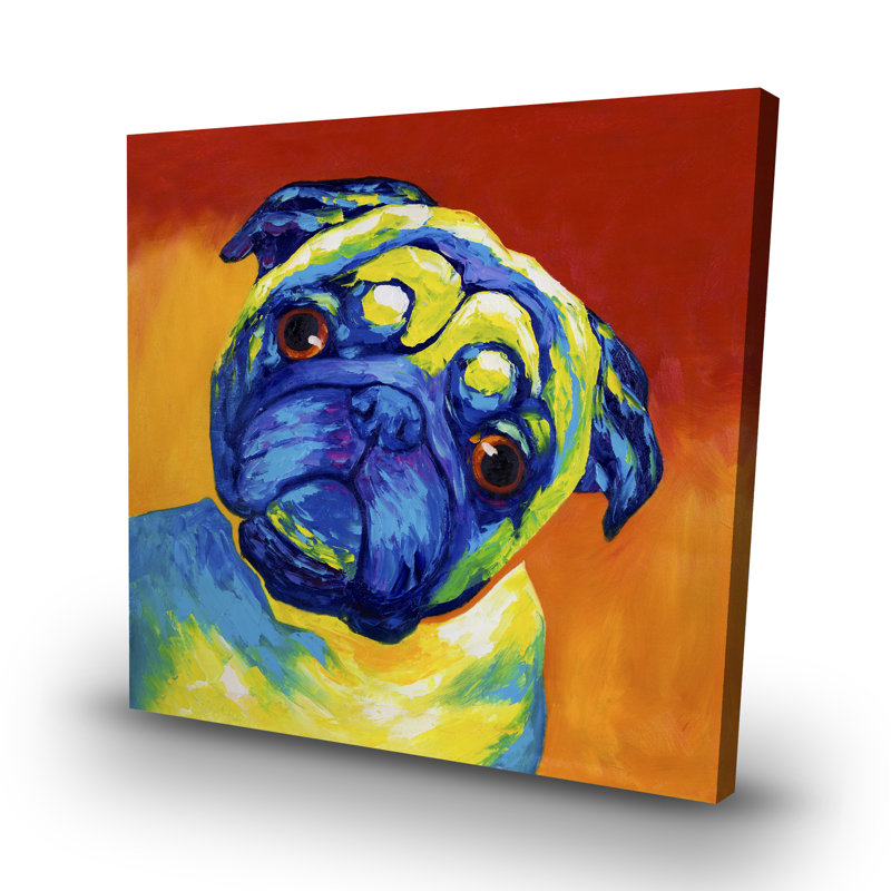 Curious pug - 32"x32" art on canvas