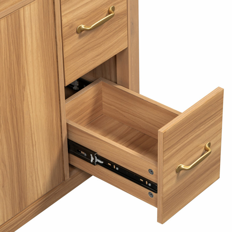 Meuble-lavabo en bois avec 2 portes à fermeture douce et 3 tiroirs à fermeture douce