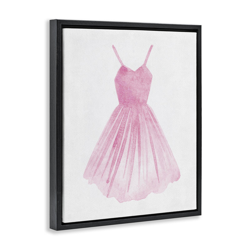Cadre flottant de robe de ballerine rose, design par Camila Juncos, H 31 po x l 25 po, Cadre flottant noir de jais