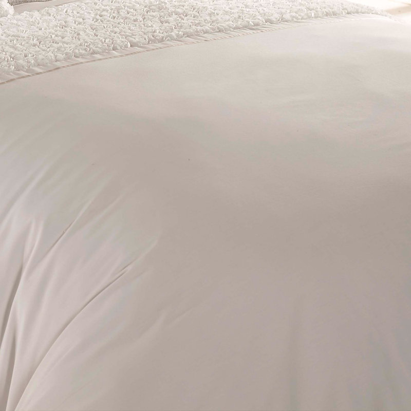 Yolanda Solid Colour Duvet Cover with Pillowcases Included, Cream, Single Duvet Cover + 1 Standard Pillowcase