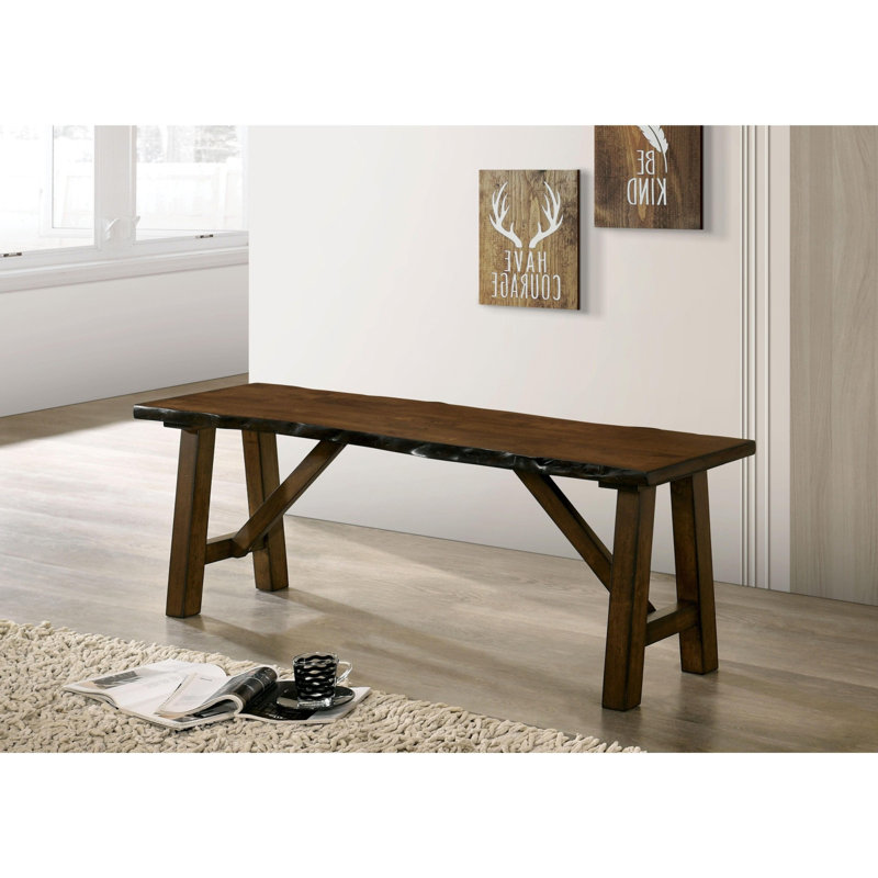 Banc en bois massif rustique avec finition en noyer rustique 1pc