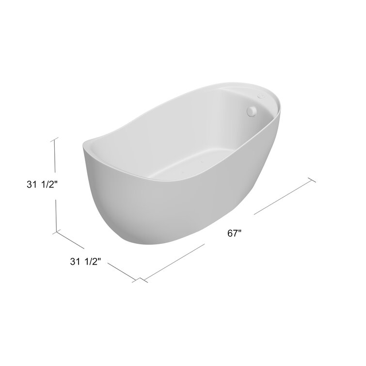 ᐅ【WOODBRIDGE 67 Contemporary Freestanding Acrylic Air Bubble Soaking  Bathtub with Matte Black and Drain B0101-MB-WOODBRIDGE】