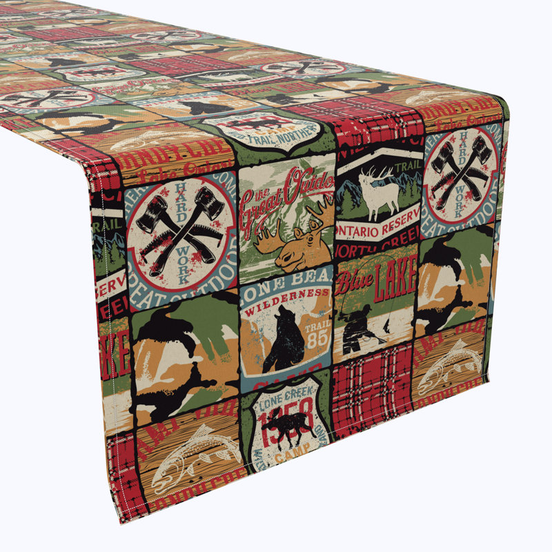 Table Runner, 100% Cotton, 16X72", Great Outdoors Patchwork, 108" L x 16" W
