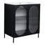 Meuble-lavabo de salle de bain autoportant de 30 po avec armoire en acier et céramique de 30 po, lavabo, structure laminée à froid et deux portes de style moderne avec tablettes en métal, poignées en métal, noir