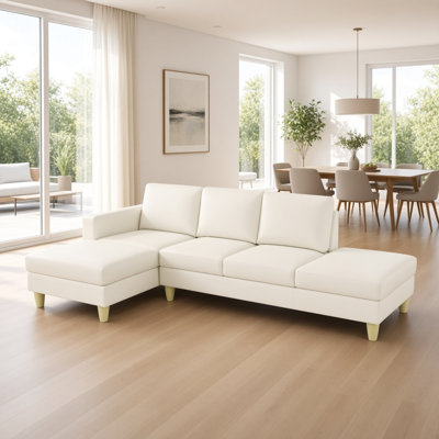 Canapé modulaire en L en similicuir 2 pièces avec méridienne et repose-pieds gauche