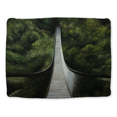 Suspended Bridge Placemat | Trees Gray Landscapes Home Decor