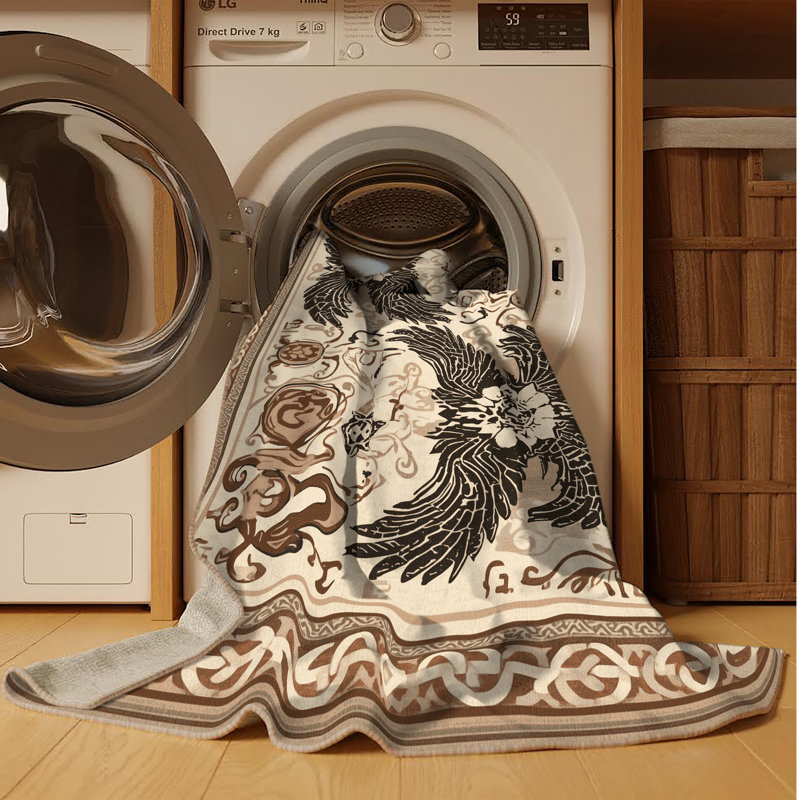 Tapis oriental traditionnel beige lavable à la machine Bergland - reliure beige, 2 x 3