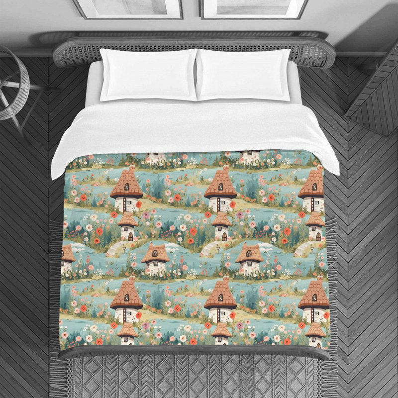 Polyester Floral Duvet Cover, Twin Duvet Cover