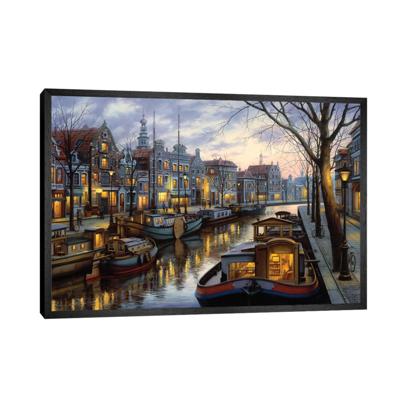 Canal Life by Evgeny Lushpin - Print on Canvas, 101.6 cm H x 66.04 cm W, Black Framed