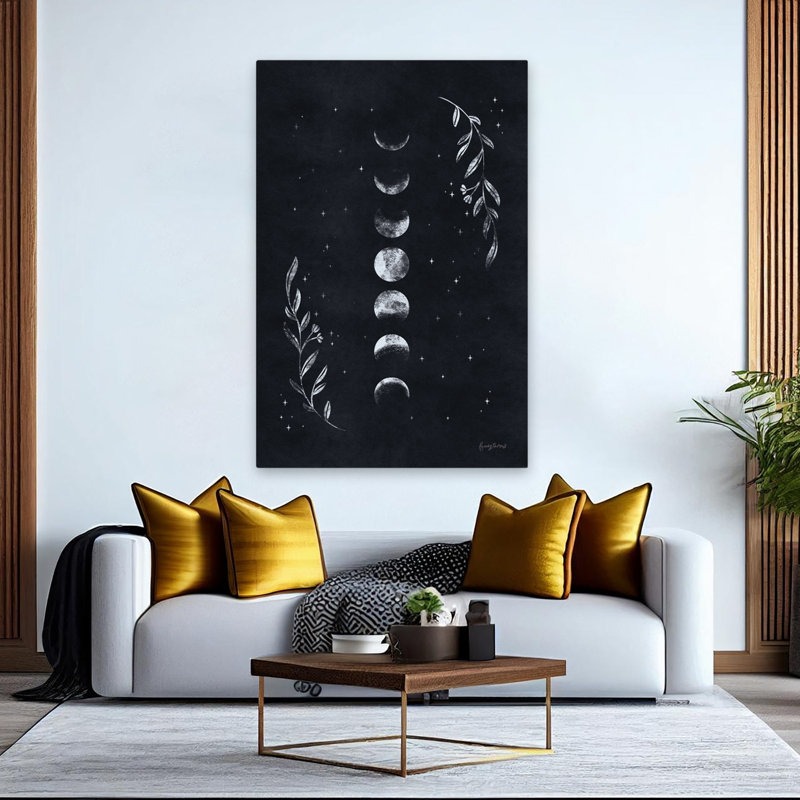 Art lunaire II - fleurs célestes noires, H 60 po x l 40 po