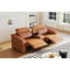 Canapé d'angle modulaire 3 places en cuir brun, confortable, avec fauteuil inclinable électrique et 2 porte-gobelets, style moderne idéal pour les petits espaces, respirant, avec rangements intégrés. Convient également aux bureaux.