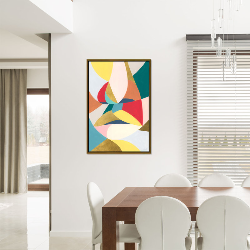 «Fragments of Gold and Spring II» par Janice Sadler - cadre flottant, impression sur toile, Image au pinceau gel