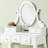 Wood Make-Up Vanity Table And Stool Unit, White - 5 Drawers For Cosmetics & Adjustable Oval Frame Mirror Pair Accessories