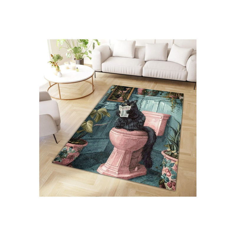 Tapis décoratif à motif de chat noir Northern Collection, Sous-tapis rectangulaire de 3 pi 3 po x 4 pi 11 po
