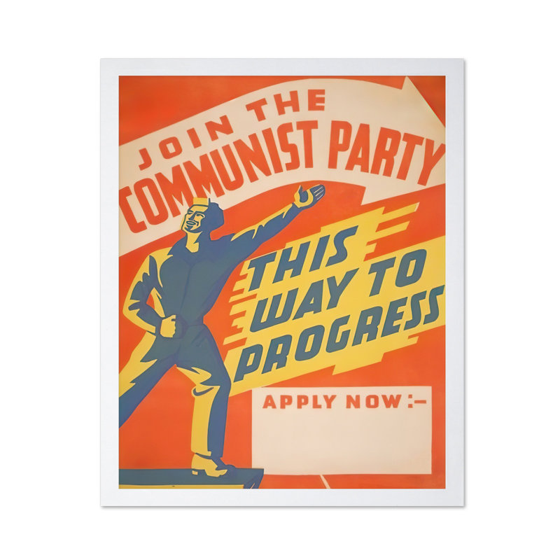 Joignez-vous au parti communiste, H 16 po x l 20 po, Affiche, Encadrement blanc