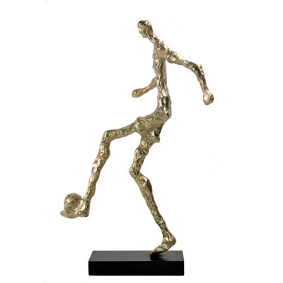 Soccer Player Stylized Figurine Silver 18" Tall