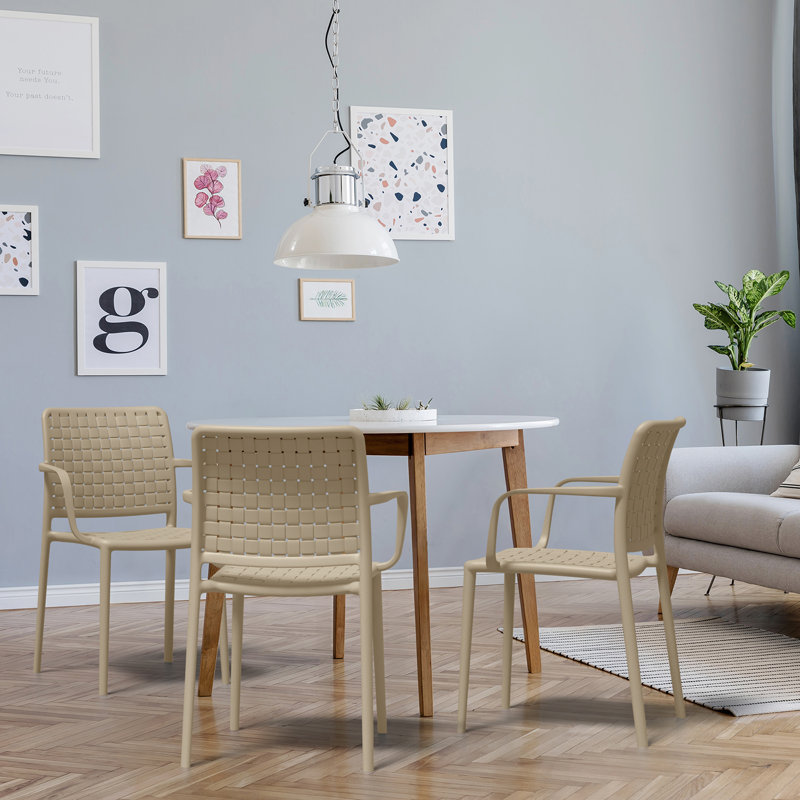 Plastic Outdoor Stacking Dining Armchair, Taupe