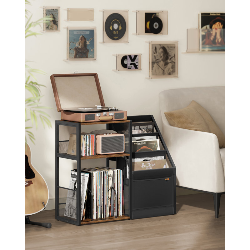 Record Player Stand, 3-Tier Side Table, Vinyl Record Storage Up To 140 Albums, End Table For Living Room, Bedroom