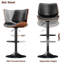 Ensemble de 2 tabourets de bar pivotants à hauteur réglable, dossier en bois cintré, siège en similicuir et repose-pieds - Chaises modernes à hauteur de comptoir pour îlot de cuisine, salle à manger ou bar personnel, confortables et faciles à nettoyer-402010631-402010629