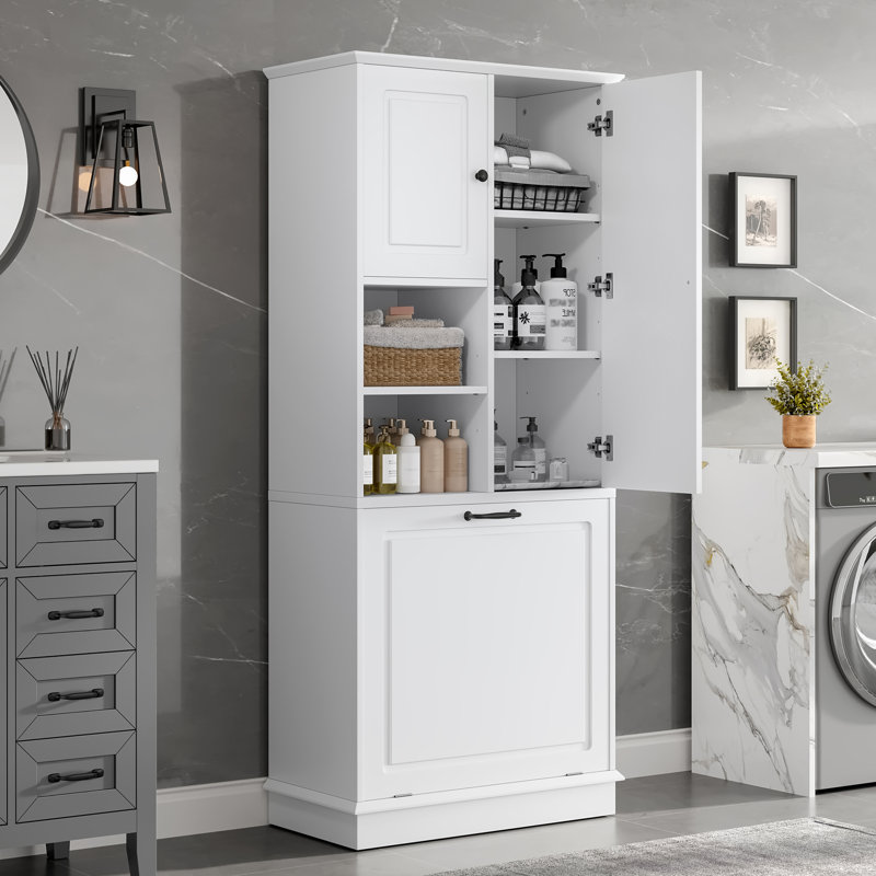 Grande armoire de rangement avec tablettes réglables, Blanc