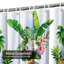 Rideau de douche Â« Coast Landscape Â» bleu-vert avec motif de colline et de plage, muni de 12 crochets-1462893476