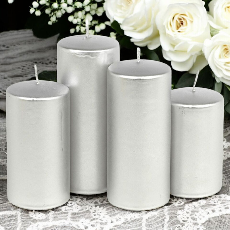 Antoin Unscented Flameless Pillar Candle with Wax Holder, Silver