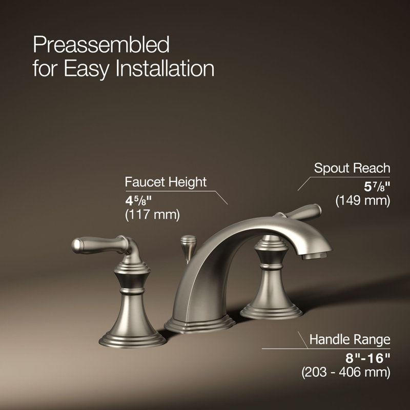 Kohler Devonshire Centerset Bathroom Sink Faucet, 1.2 gpm, Vibrant Brushed Nickel, Without Pop Up Drain