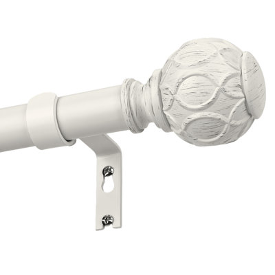 Tringle à rideaux simple ajustable très résistante avec embouts en forme de boule, 36 à 120 po, blanc