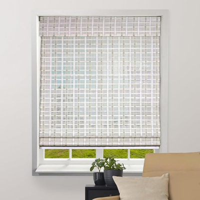 ARLO BLINDS Whitewash Sheer Bamboo Roman Shades