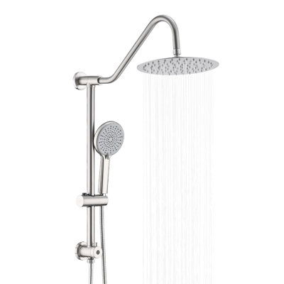 Ensemble de pomme de douche double avec pluie de 10 po et finition détendue facile à enlever en métal nickel brossé à atmosphère détendue