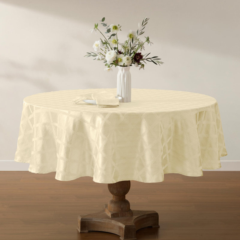 Lenox Laurel Leaf Damask Tablecloth, Ivory, 90" Round