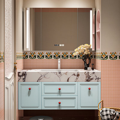Armoire de salle de bain moderne et élégante bleue Vanitie