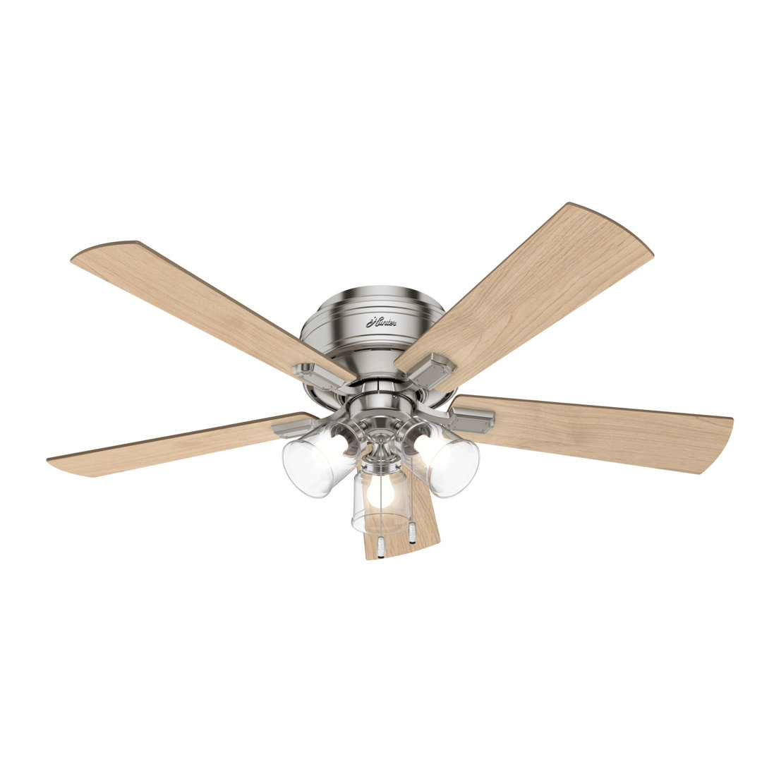 52" Crestfield 5 - Blade Flush Mount Ceiling Fan with Lights and Pull Chains Hunter Fan 
