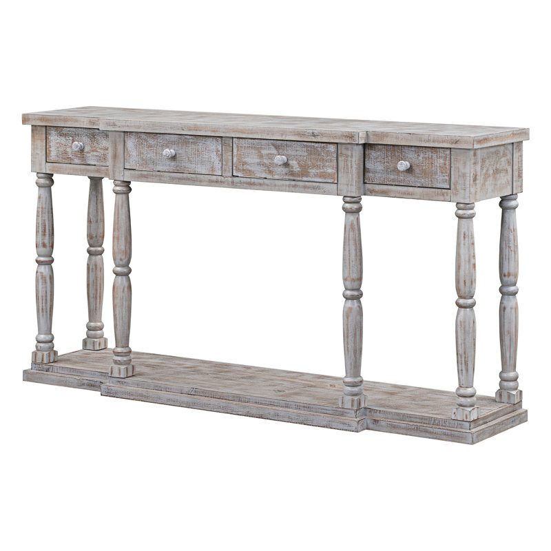 Barthelemy 63.01'' Console Table, Washed Gray