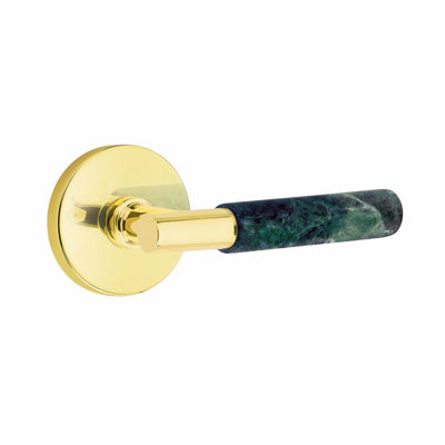 Emtek Select Privacy Leverset, Disk Rosette, T-Bar Stem, Green Marble Handle, RH-5.875" W x 5.875" L