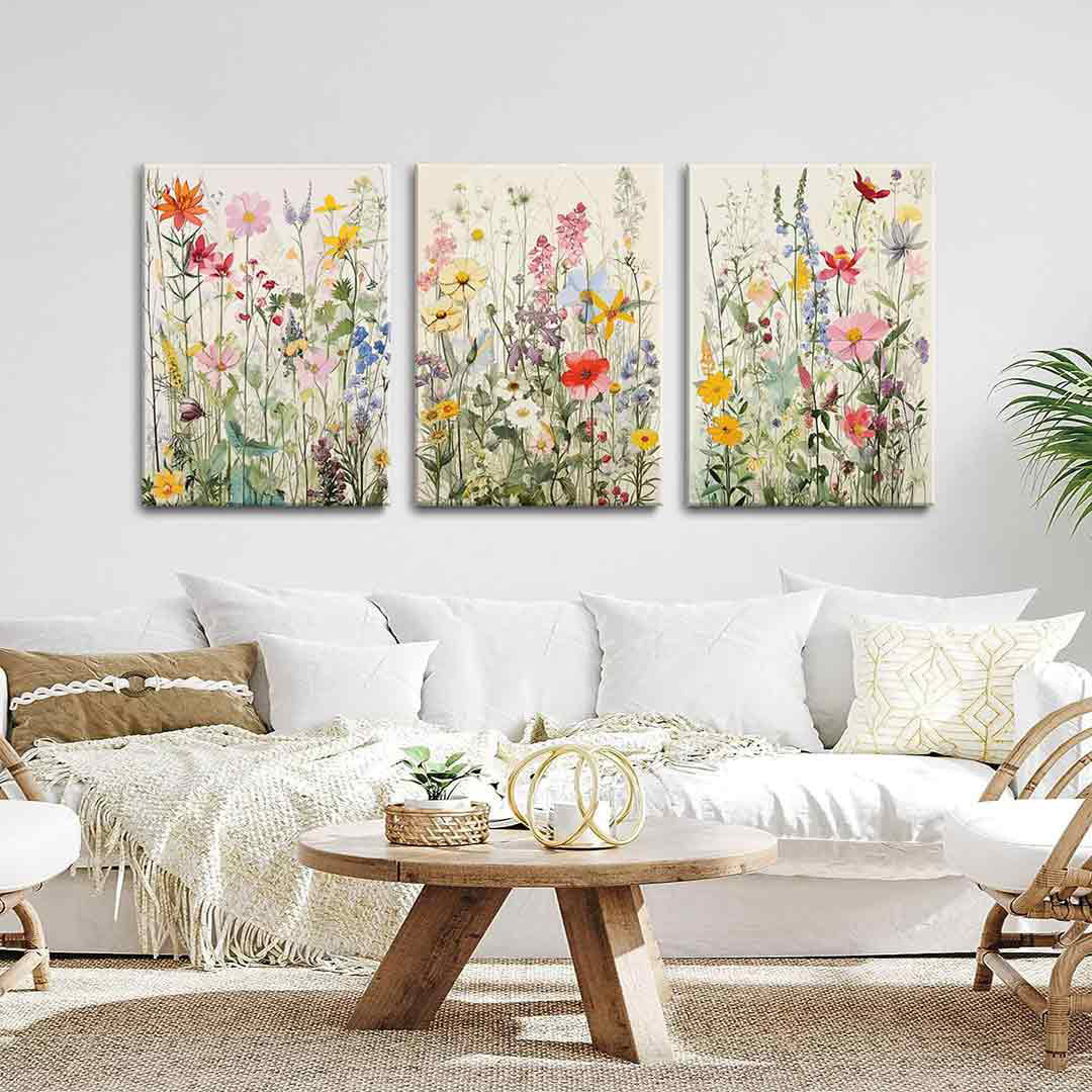 Red Barrel Studio® Framed Colorful Wildflower Canvas Wall Art Set Of 3 ...