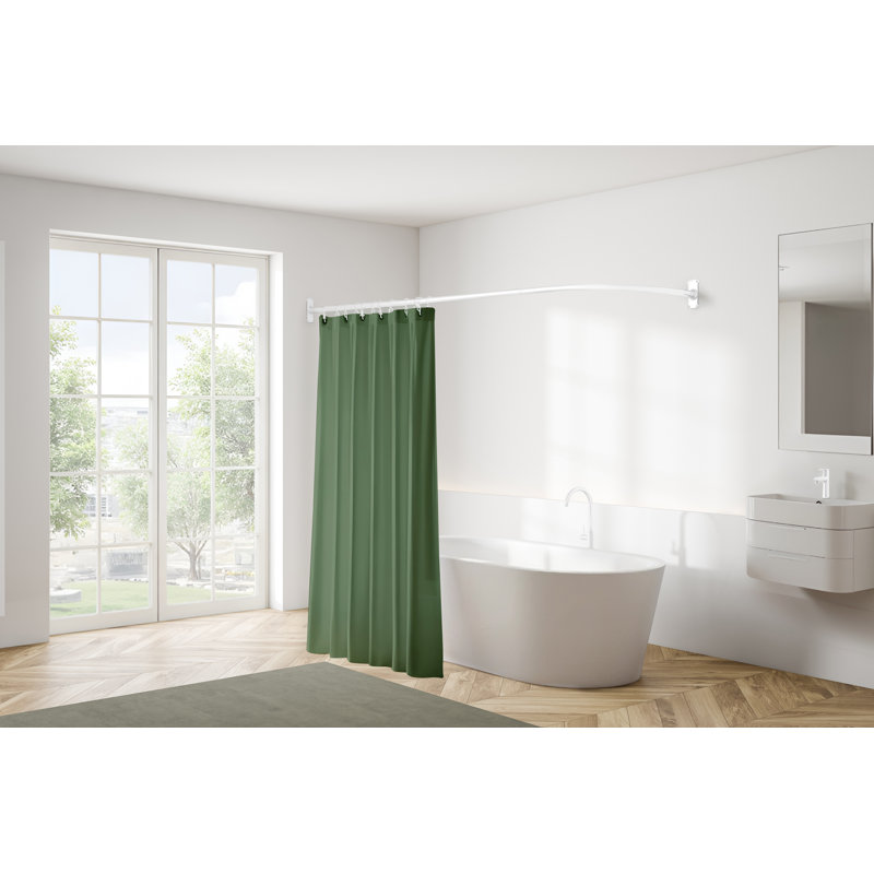 Tringle à rideau de douche d'angle en forme de L murale en aluminium antirouille Utopia Alley, 68 po x 28 po, Blanc