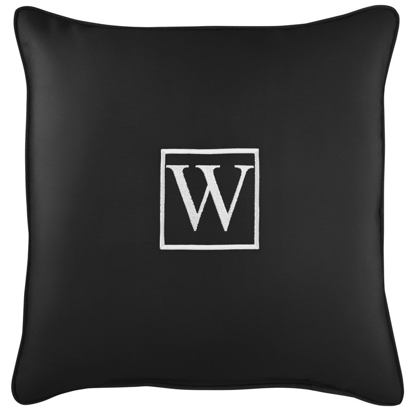 Kettil Embroidered Sunbrella® Outdoor Throw Pillow, Black, W