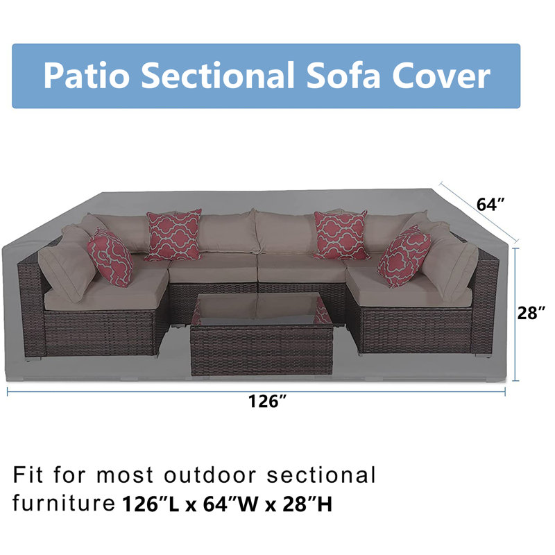 Housse imperméable pour meubles de patio, H 28 po x l 126 po x P 64 po