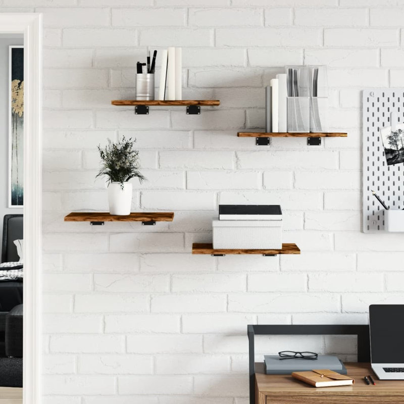 Thresa Bracket Shelf, Smoked Oak, 0.6 in H × 15.7 in W × 11.8 in D