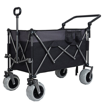 Multi-Functional Outdoor Push-Pull Folding Wagon Cart With Rotating Handle