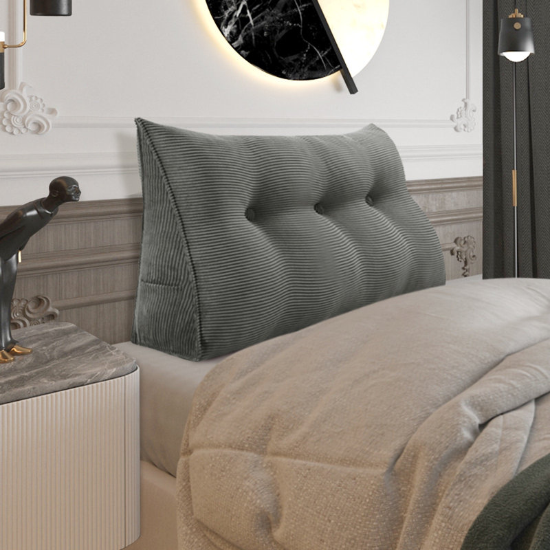 Coussin de lecture Sit-up Back Comfort 100% coton velours côtelé, Gris, Simple