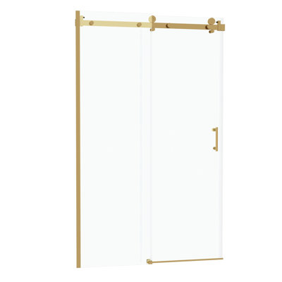 48"W x 76"H Single-Slide Shower Door - 8mm Tempered Glass with 304 Stainless Steel Frame